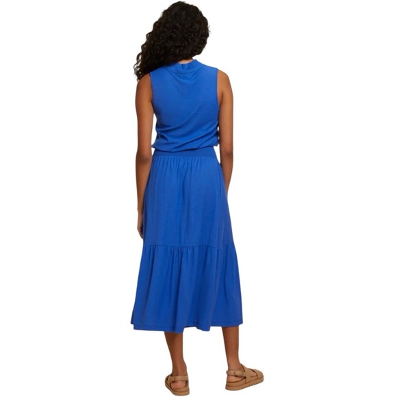National LTD Barret 90’s Blue Bottle Sleeveless Mock Neck Midi Dress Women’s Med - Picture 4 of 11